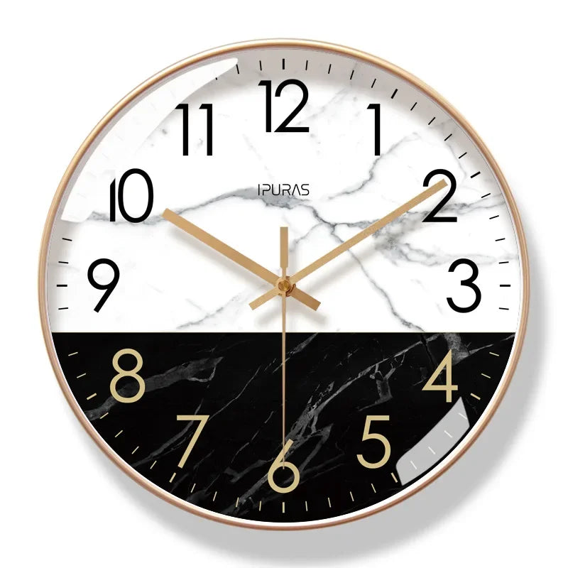 2025 New 10/12/14-inch Marble Texture Wall Clock Living Room Decoration Simple Nordic Fashion Home Decor Silent Quartz Clock