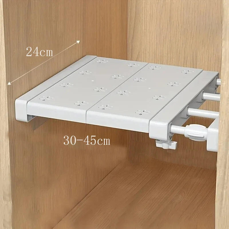 White Expandable Divider Punch-free Retractable Layers Board for Wardrobe Storage Kitchen and Bathroom Shelf Dormitory Dividers