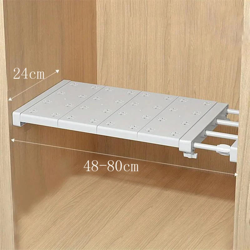 White Expandable Divider Punch-free Retractable Layers Board for Wardrobe Storage Kitchen and Bathroom Shelf Dormitory Dividers