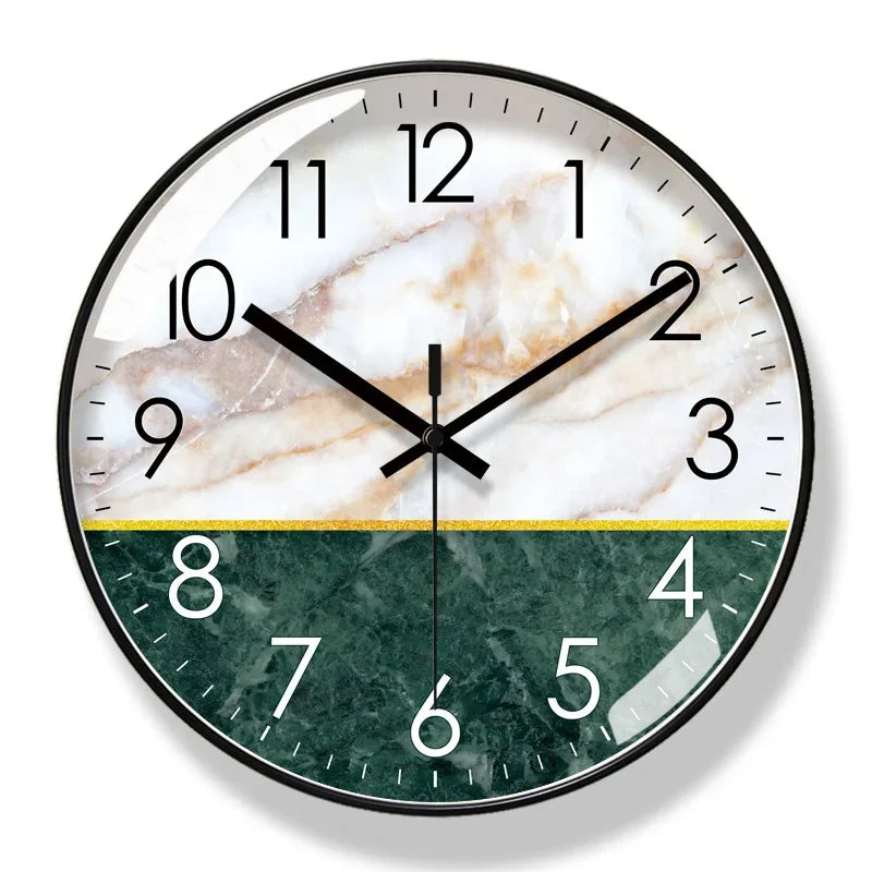 2025 New 10/12/14-inch Marble Texture Wall Clock Living Room Decoration Simple Nordic Fashion Home Decor Silent Quartz Clock