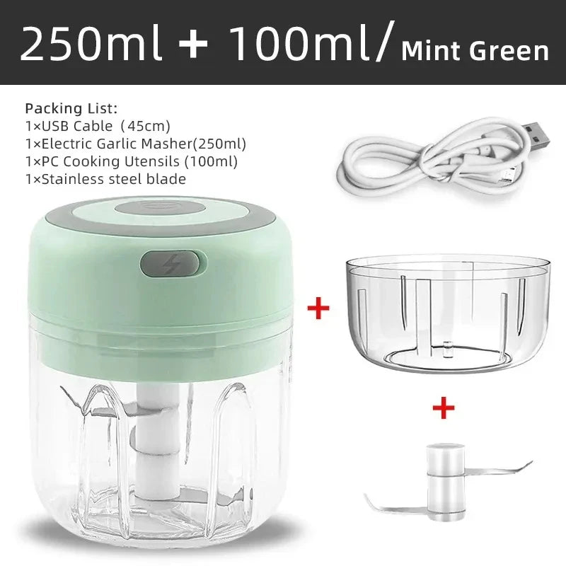 250/100ml USB Electric Garlic Chopper - Powerful Meat Grinder And Vegetable Crusher For Quick And Easy Food Prep Garlic Masher