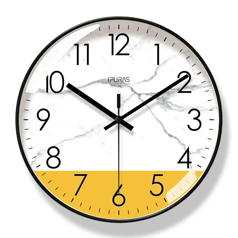2025 New 10/12/14-inch Marble Texture Wall Clock Living Room Decoration Simple Nordic Fashion Home Decor Silent Quartz Clock