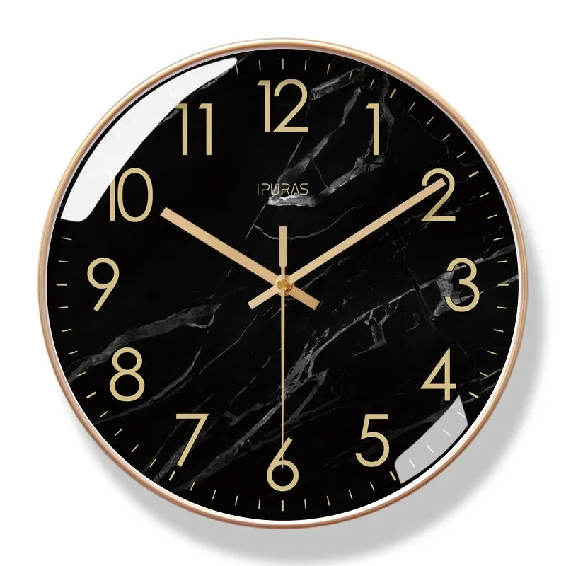 2025 New 10/12/14-inch Marble Texture Wall Clock Living Room Decoration Simple Nordic Fashion Home Decor Silent Quartz Clock
