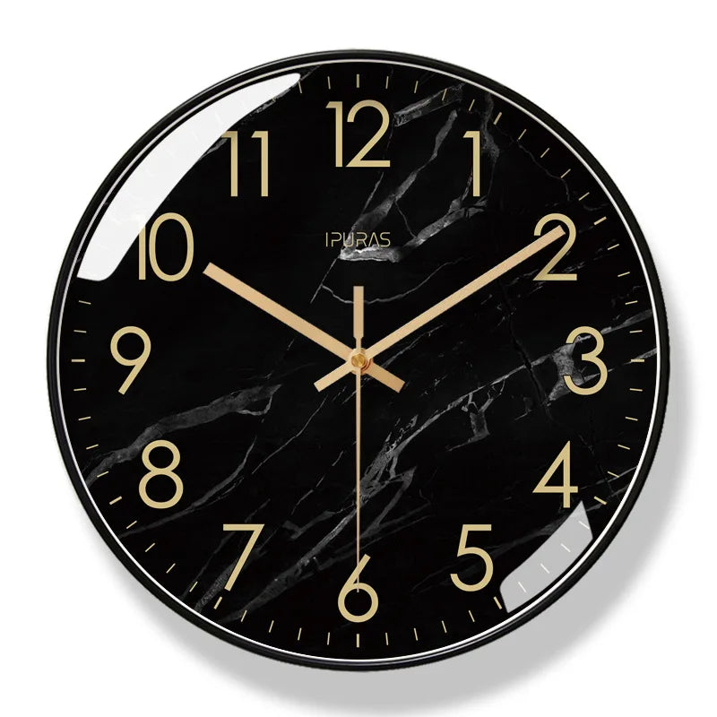 2025 New 10/12/14-inch Marble Texture Wall Clock Living Room Decoration Simple Nordic Fashion Home Decor Silent Quartz Clock