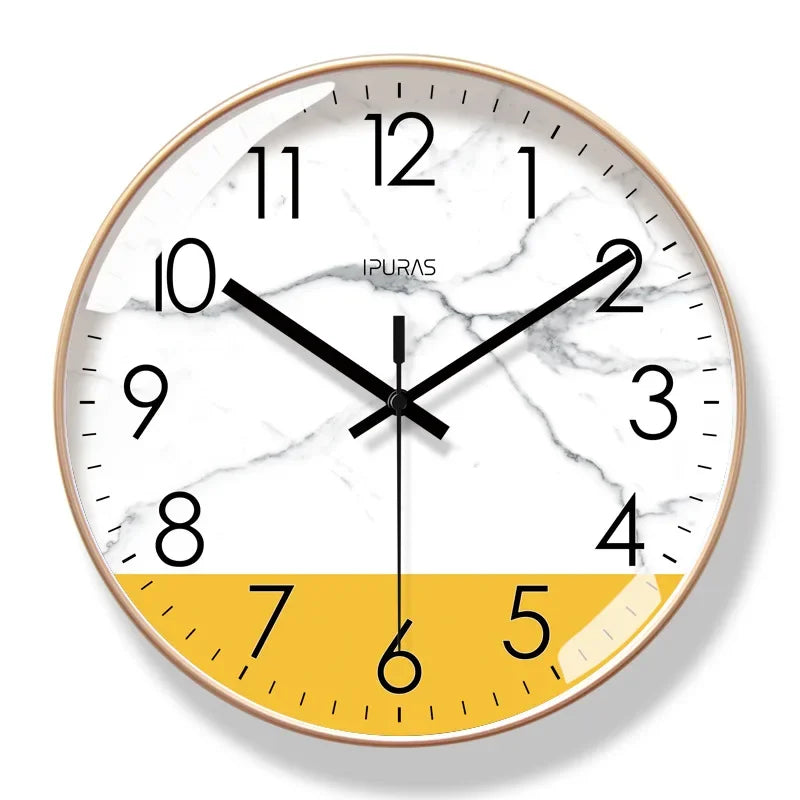 2025 New 10/12/14-inch Marble Texture Wall Clock Living Room Decoration Simple Nordic Fashion Home Decor Silent Quartz Clock