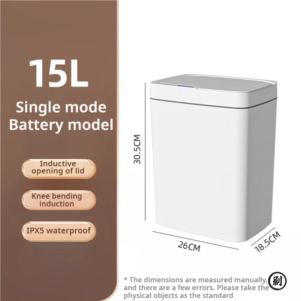 Smart Bathroom Trash Can Automatic Bagging Electronic Trash Can White Touchless Narrow Smart Sensor Garbage Bin Smart Home 15L