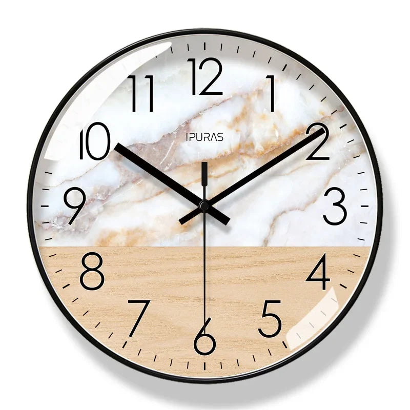 2025 New 10/12/14-inch Marble Texture Wall Clock Living Room Decoration Simple Nordic Fashion Home Decor Silent Quartz Clock