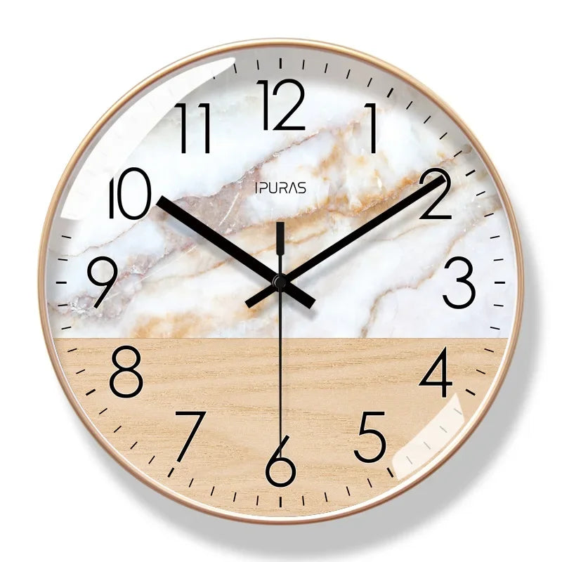 2025 New 10/12/14-inch Marble Texture Wall Clock Living Room Decoration Simple Nordic Fashion Home Decor Silent Quartz Clock