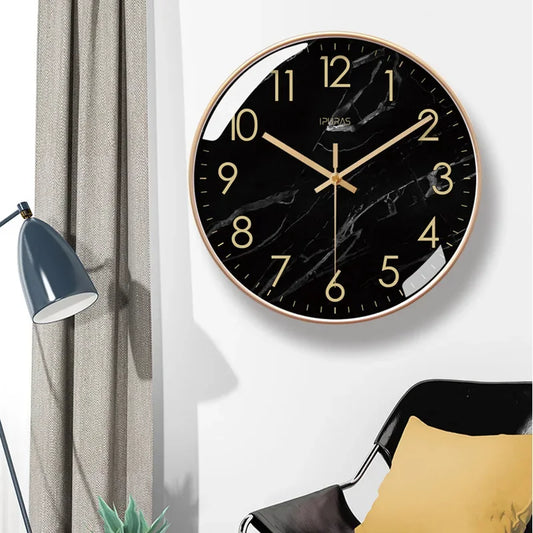 2025 New 10/12/14-inch Marble Texture Wall Clock Living Room Decoration Simple Nordic Fashion Home Decor Silent Quartz Clock