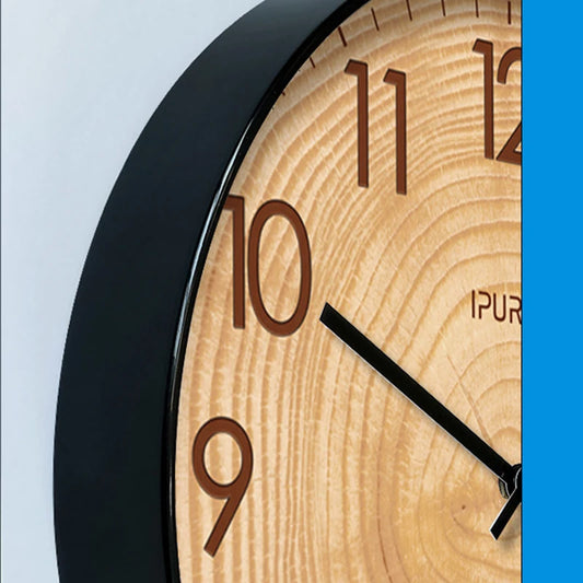 12/14 inch Wooden Texture Wall Clock Living Room Watch Fashion Art Clock Hanging Mute Sweeping Seconds Quartz Clock Decoration
