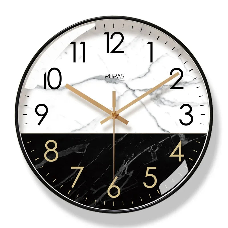 2025 New 10/12/14-inch Marble Texture Wall Clock Living Room Decoration Simple Nordic Fashion Home Decor Silent Quartz Clock