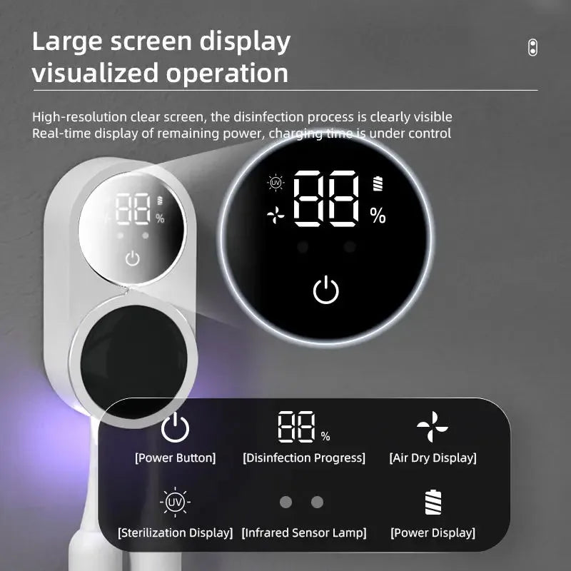 Tinsol Wall-mounted Mini Portable Rechargeable Travel Toothbrush Sterilizer with Charge Display UV Toothbrush Sterilizer Case
